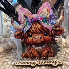 Load image into Gallery viewer, Highland Cow with Bow - Acrylic Pen/Pencil/Brush Holder