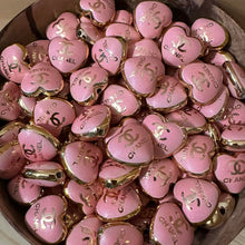 Load image into Gallery viewer, CiCi Heart Acrylic Beads - Pink & Gold - 5 Count