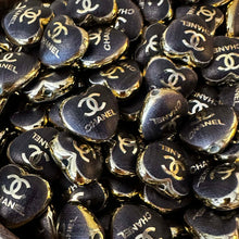 Load image into Gallery viewer, CiCi Black & Gold Acrylic Heart Beads - 5 Count