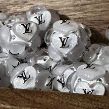 Load image into Gallery viewer, Love Heart White 20mm Round Fancy Beads - 5 Count