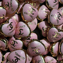 Load image into Gallery viewer, CiCi Heart Acrylic Beads - Pink & Gold - 5 Count