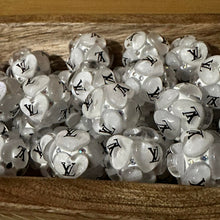 Load image into Gallery viewer, Love Heart White 20mm Round Fancy Beads - 5 Count