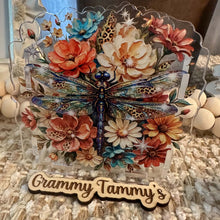 Load image into Gallery viewer, Dragonfly with Flowers - ACRYLIC PEN/PENCIL/MAKE UP BRUSHES HOLDER