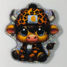 Load image into Gallery viewer, Carhartt Cow - Silver Glittery Flatback