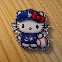 Load image into Gallery viewer, Dodger Kitty - Acrylic Silver Glitter Flatback