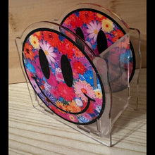 Load image into Gallery viewer, ACRYLIC PEN/PENCIL/MAKE UP BRUSHES HOLDER - Floral Smiley Face