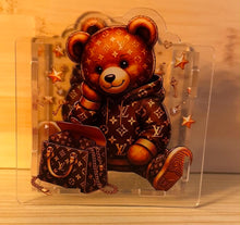 Load image into Gallery viewer, Love Brown Bear with Purse - Acrylic Pen/Pencil/Brush Holder
