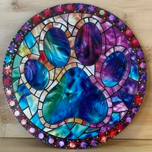 Load image into Gallery viewer, Acrylic Suncatcher with Chain - Large - Colorful Pawprint