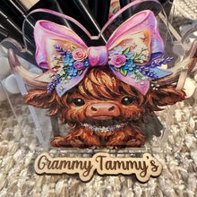 Load image into Gallery viewer, Highland Cow with Bow - Acrylic Pen/Pencil/Brush Holder