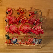 Load image into Gallery viewer, Beachy Flamingos - Acrylic Pen/Pencil Holder