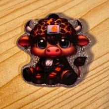Load image into Gallery viewer, Carhartt Cow - Silver Glittery Flatback