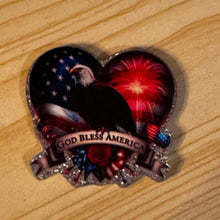 Load image into Gallery viewer, God Bless America - Silver Glittery Flatback