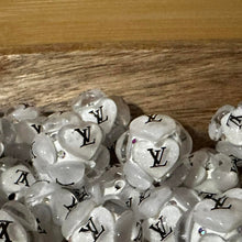 Load image into Gallery viewer, Love Heart White 20mm Round Fancy Beads - 5 Count