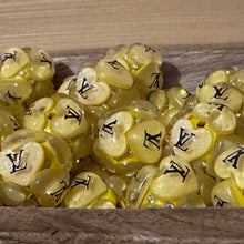 Load image into Gallery viewer, Love Yellow 20mm Heart Round Fancy Acrylic Beads - 5 Count