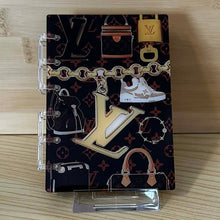 Load image into Gallery viewer, Designer inspired & Acrylic Loose-leaf Cover Notebook Plastic Binder - LoVE Brown w/Chain