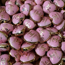 Load image into Gallery viewer, CiCi Heart Acrylic Beads - Pink & Gold - 5 Count