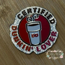 Load image into Gallery viewer, ACRYLIC FLATBACK - Certified Dunkin Lover - Silver Glitter Flatback Glitter Flatback