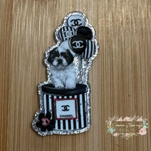 Load image into Gallery viewer, ACRYLIC FLATBACK - Cici Designer Doggie - Silver Glitter Flatback Glitter Flatback
