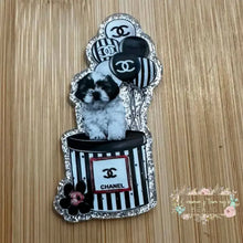 Load image into Gallery viewer, ACRYLIC FLATBACK - Cici Designer Doggie - Silver Glitter Flatback Glitter Flatback