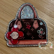 Load image into Gallery viewer, ACRYLIC FLATBACK - Love Brown Purse - Silver Glitter Flatback Glitter Flatback