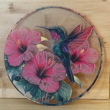 Load image into Gallery viewer, Acrylic Suncatcher with Chain - Large - Hummingbird with Flowers