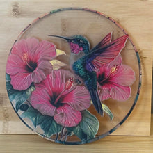 Load image into Gallery viewer, Acrylic Suncatcher with Chain - Large - Hummingbird with Flowers