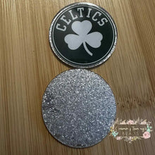 Load image into Gallery viewer, Celtics Silver Glitter Flatbacks Glitter Flatback