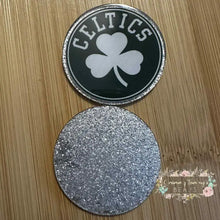 Load image into Gallery viewer, Celtics Silver Glitter Flatbacks Glitter Flatback