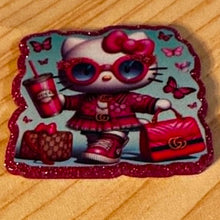 Load image into Gallery viewer, GiGi Kitty Red Glittery Flatback