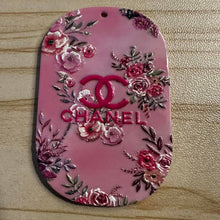 Load image into Gallery viewer, Embossed Acrylic Charm - Double Sided - CiCi Pink Flowers