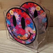 Load image into Gallery viewer, ACRYLIC PEN/PENCIL/MAKE UP BRUSHES HOLDER - Floral Smiley Face