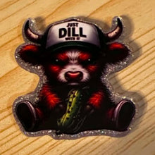 Load image into Gallery viewer, Just Dill With it Cow - Silver Glittery Flatback