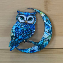 Load image into Gallery viewer, Acrylic Suncatcher with Chain - Ornaments - Small - Owl & Moon