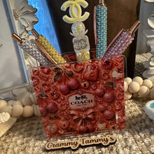 Load image into Gallery viewer, Co@ch Pearls & Cherries - Acrylic Pen/Pencil Holder