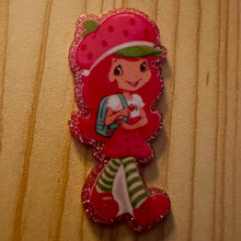 Load image into Gallery viewer, Strawberry Shortcake with Backpack - Acrylic Red Glittery Flatback