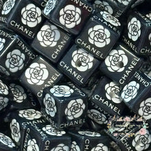 Load image into Gallery viewer, CiCi Black Floral - High Quality Square Acrylic Beads 5-Count Square Acrylic Bead