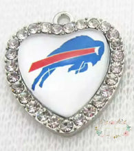 Load image into Gallery viewer, Custom Football Crystal Heart Charm - 1 Count 2-Bills Charms
