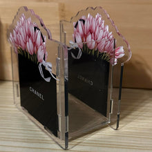 Load image into Gallery viewer, Acrylic Pen/Pencil/Brush Holder - CiCi Black Bag with Tulips
