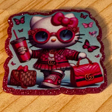 Load image into Gallery viewer, GiGi Kitty Red Glittery Flatback