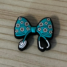Load image into Gallery viewer, Tiffany Blue with Daisies Nurses Ribbon Silicone Focal Bead