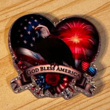 Load image into Gallery viewer, God Bless America - Silver Glittery Flatback