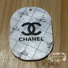 Load image into Gallery viewer, Embossed Acrylic Charm - Double Sided - Cici B&W - Bows Embossed Acrylic Charm