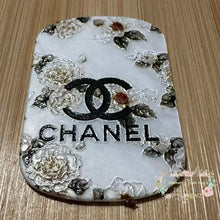 Load image into Gallery viewer, Embossed Acrylic Charm - Double Sided - CiCi White Flowers Embossed Acrylic Charm