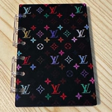 Load image into Gallery viewer, Designer inspired Acrylic Loose-leaf Cover Notebook Plastic Binder - Love Black Multi