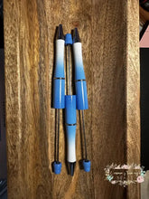 Load image into Gallery viewer, Glittery Blue & White Ombre Beadable Pen Beadable Pen
