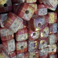 Load image into Gallery viewer, H*rmes - 16mm Pink & White Acrylic Beads - 5 Count 16mm Square Designer Inspired Beads