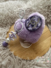 Load image into Gallery viewer, Handmade Purple - CiCi Bag Charm Keychain Fluffy Heart Plush Handmade Keychain
