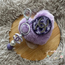 Load image into Gallery viewer, Handmade Purple - CiCi Bag Charm Keychain Fluffy Heart Plush Handmade Keychain