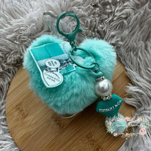 Load image into Gallery viewer, Handmade Tiffany - Bag Charm Keychain Fluffy Heart Plush Handmade Keychain