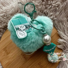 Load image into Gallery viewer, Handmade Tiffany - Bag Charm Keychain Fluffy Heart Plush Handmade Keychain